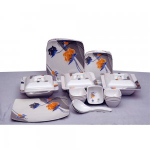 Geeta Diamond Square 44 Pcs Melamine Dinner Set.